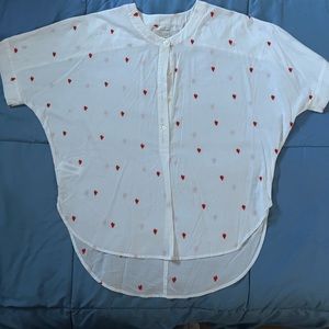 Loft White Cotton with Rooster Embroidery Detail